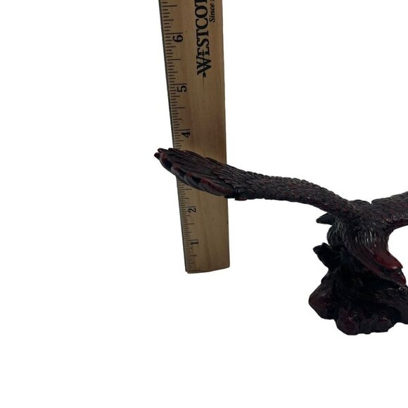 2 Vintage Red Resin Bird Eagle Sculptures Wings Spread - Picture 10 of 11